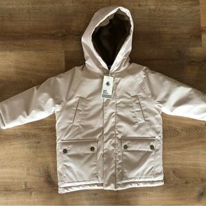 NWT Petit Bateau water-repellent hooded pale pink winter coat size 5yrs